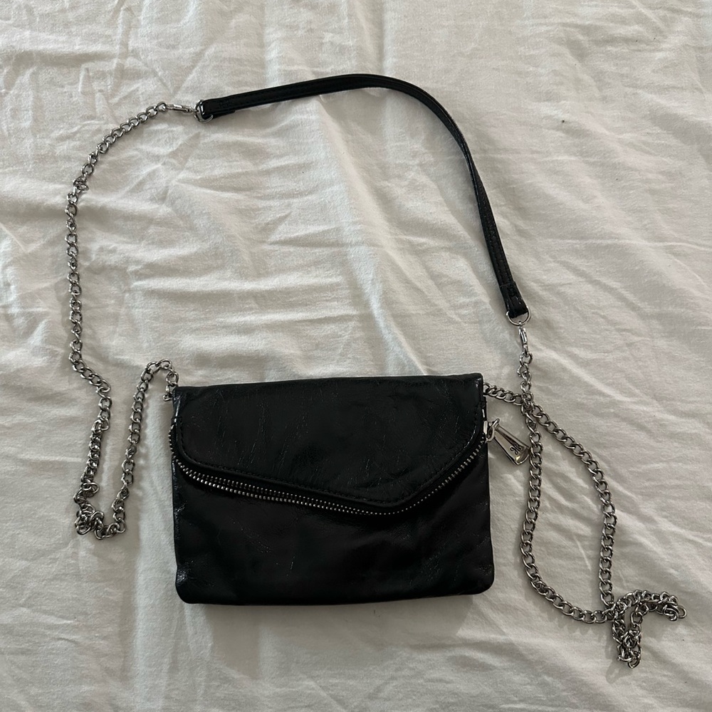 Hobo black leather crossbody bag